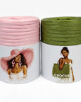 Yarn bundle. Raffia. Nude blusjh Green Moss