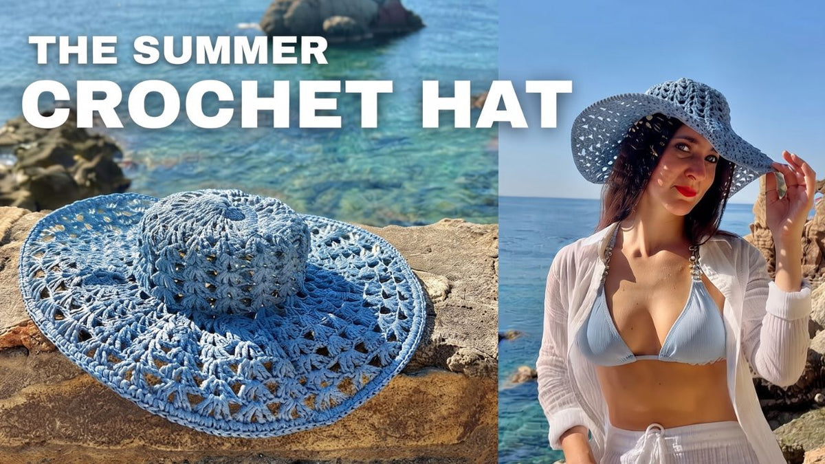 Sombrero de rafia a ganchillo con ala rígida: tutorial paso a paso