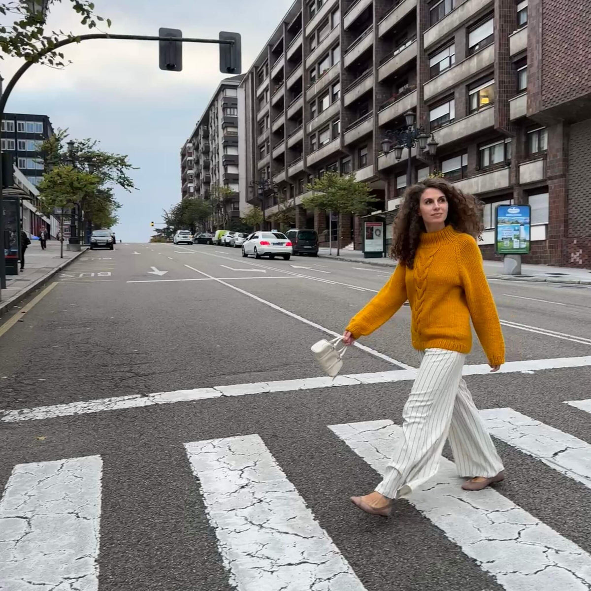 Knitted sweater. Cable knit sweater.