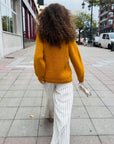 Knitted sweater. Cable knit sweater.