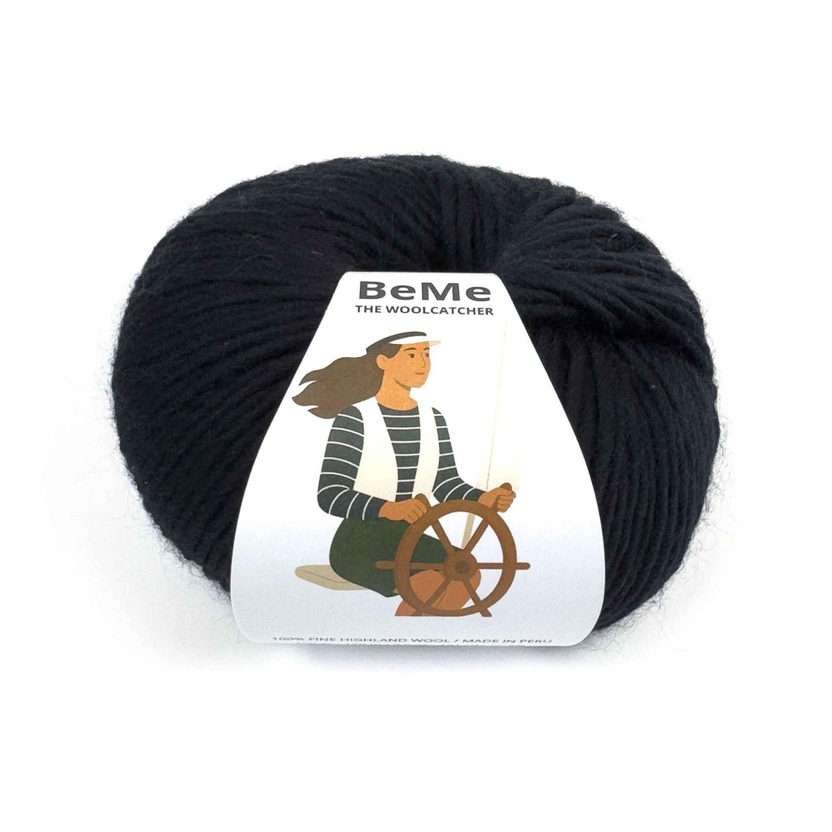 Ovillo de lana BeMe Black, 100% lana peruana bulky de 100 g