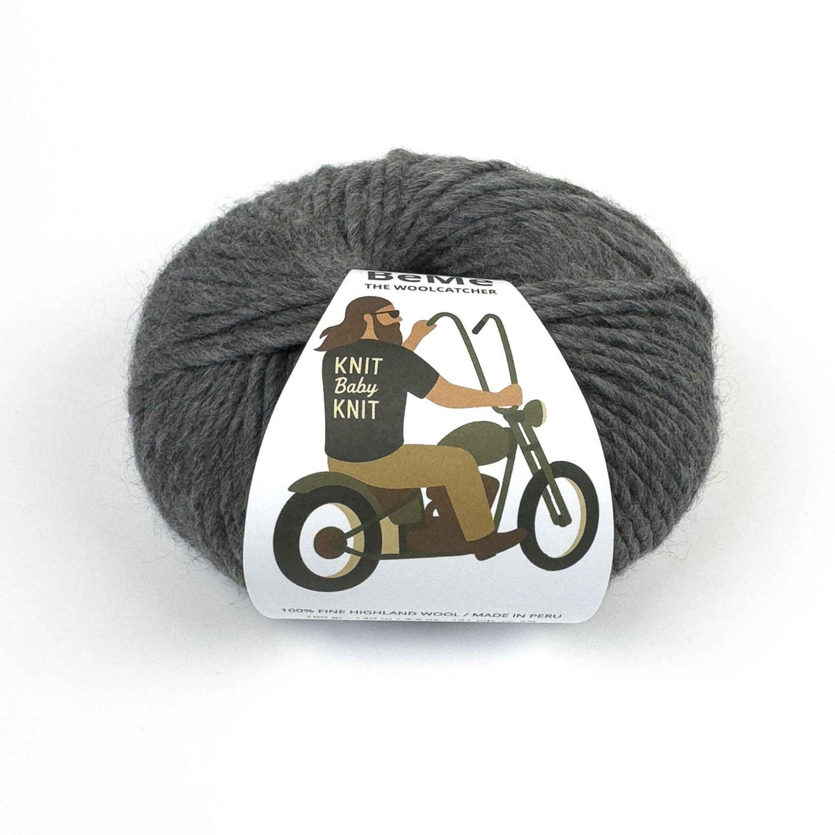 Ovillo de lana BeMe Charcoal, 100% lana peruana bulky de 100 g