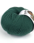 Close-up of BeMe Green Velvet yarn texture, 100% Peruvian wool