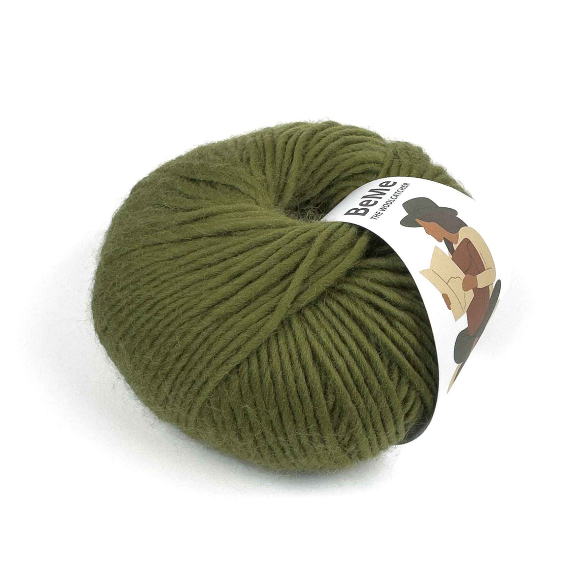 Lana BeMe Olive en primer plano: textura del hilo 100% lana peruana
