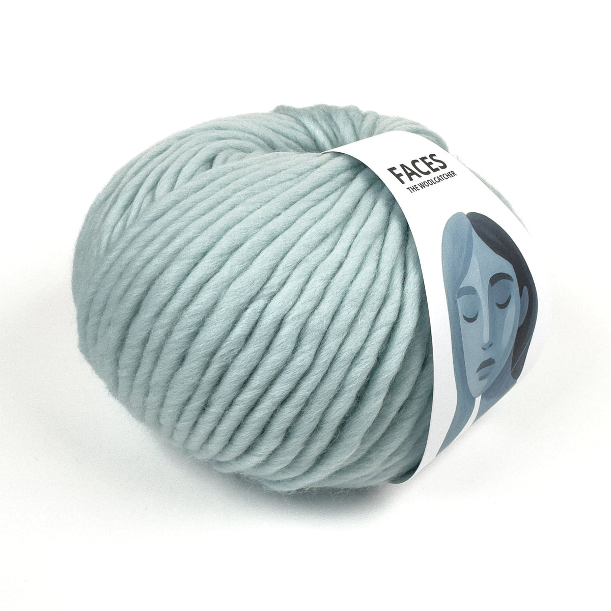 Sky Blue wool yarn skein FACES 200g knitting yarn