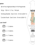 Lana NOVA Steel Blue - 86% lana Highland peruana, 50 g / 150 m - The Woolcatcher